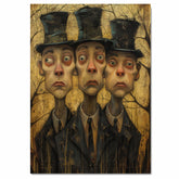 Expressive Trio of Men in Top Hats Moody Hand Painted Art Dark and Dramatic Portrait Perfect for Home Wall Decor Living Room Bedroom Office or Gift on Ready to Hang 1.5" Thick Canvas Wrap, Floating Framed Canvas, Flat Rolled Canvas